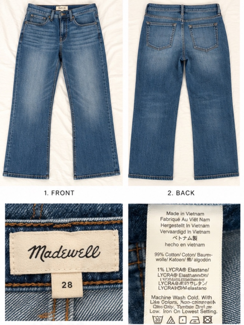 Madewell Mid-Rise Kick Out Jeans Women’s 28 Medium Wash Flare Denim